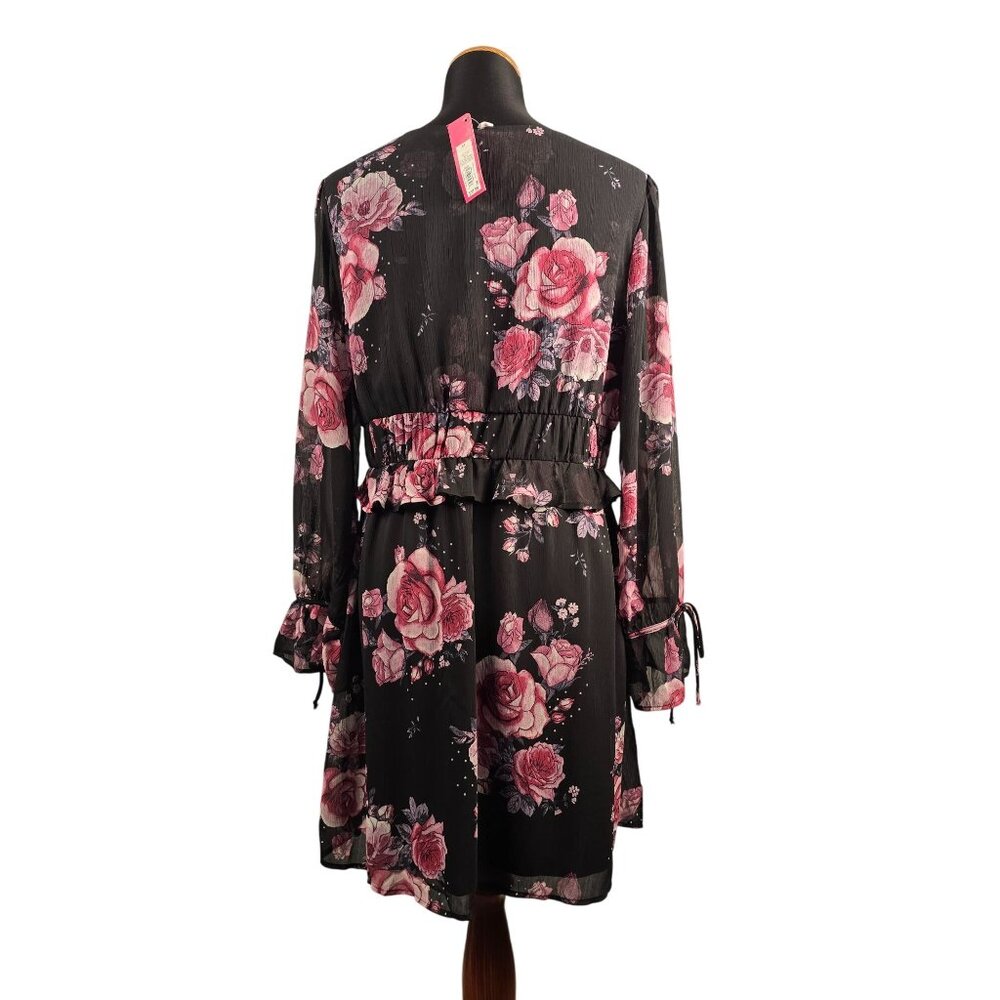 New Xhilaration Women's Black/ Pink Floral Dress Size M - Picture 5 of 9